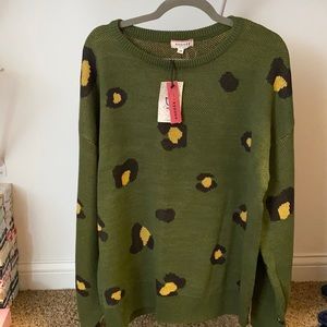 NWT olive animal print sweater size 2X